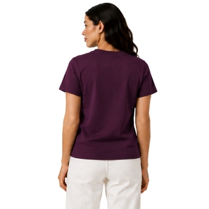 T-shirt en coton personnalisé pour femme, col rond, manches courtes, motif floral brodé beige, décontracté, OEM, qualité supérieure, mode estivale - Product Image 2