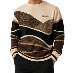 Pull en tricot jacquard pour homme avec logo personnalisé |   Pull à col rond à manches longues pour l'hiver |   Pull en coton tricoté très vendu - Product Image 3