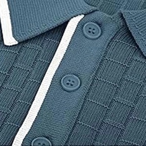 Camiseta de Manga Corta Tejida para Hombre, Color Sólido, Transpirable, Informal, Azul Oscuro, 100% Algodón, Logotipo Frontal - Product Image 4