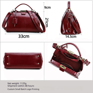 Classic Doctor Bag Genuine Leather Saffiano Pattern With Hasp Closure Shoulder Strap For Women Daily Use - Product Image 3
