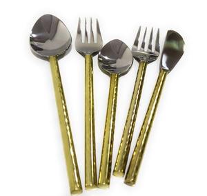 Juego de cubiertos metálicos personalizados con elegantes mangos chapados en color dorado, perfectos para comidas de lujo, cubiertos premium de calidad de lujo. - Product Image 6
