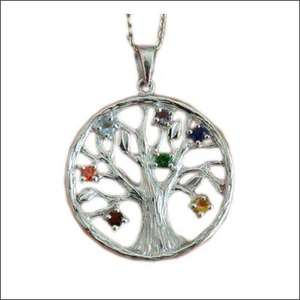 Chakra Tree Shape Multi Gemstone Pendentif en argent 925 Dernière conception de pendentif multistone - Product Image 1