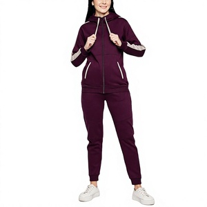 Women Color Blocking Hooded Tracksuit Full Sleeve Zipper Front <b>Sweatshirt</b> With Side Pockets <b>Pink</b> And Cream Casual Wear Autumn - Product Image 6