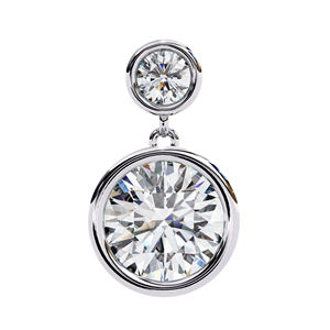 6.00mm Round Moissanite Bezel <b>Drop</b> Earrings with 2.70mm Top Stone D Color VVS Moissanite Diamond Dangle Earrings 10k Gold - Product Image 2