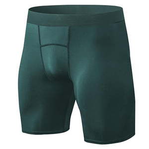 Short de sport d'été vert uni à compression, taille mi-haute, élastique, respirant, en coton tricoté et élasthanne, pour entraînement décontracté et gym - Product Image 1