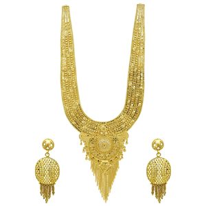 Wholesale 14K18K24K Micron Gold Plated Turkey & Dubai Style Wedding Necklaces Set Traditional Design <b>Bridal</b> Fashion Jewelry Set - Product Image 4