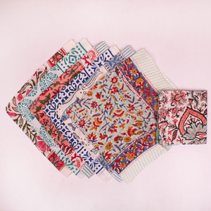 Foulard carré en coton doux imprimé à la main avec motifs floraux, extensible dans quatre sens, style bohème de luxe - Product Image 4