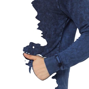 Vente en gros de sweats à capuche Vintage Distress Paint pour hommes sweats à capuche épais délavés au soleil basiques coton mélangé sweats à capuche délavés à l'acide pour hommes 2026 - Product Image 5