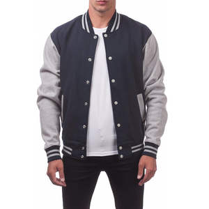 Nouvelle Veste Teddy Rétro en Laine et Cuir pour Homme avec Col Montant et Capuche, Broderie de Logo Personnalisée – Idéale pour l'Hiver - Product Image 1