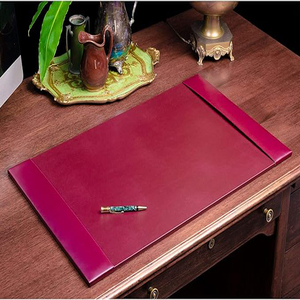 Alfombrilla de Escritorio de Cuero Sintético con Rieles Laterales - Alfombrilla de Escritorio de Cuero de Lujo para Escribir, Color Marrón - Product Image 2
