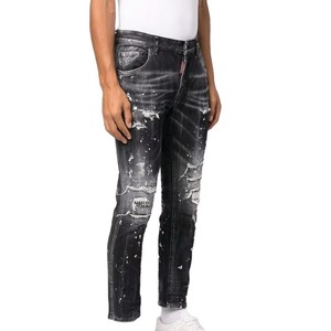 Jeans Slim de Mezclilla Negra para Hombre, Transpirables, de Algodón, con Rasgaduras, Cierre de Botón y Cremallera, 5 Bolsillos, Primavera, OEM - Product Image 5
