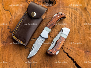 Professional Hand Forged Damascus Steel Pocket Knife Wood Handle Clip Point Back <b>Lock</b> Folding Folder Industrial Grade OEM ODM - Product Image 6