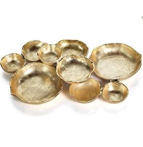 Juego de Bandeja y Tazón de Servir de Metal Dorado Ecológico de Lujo, Plato Irregular Hecho a Mano, Vajilla Moderna para Fiestas - Product Image 1