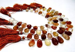 Perles de quartz rutilé en cuivre naturel authentique, forme poire, 16 mm, perles briolette, brin de 8 pouces - Product Image 2