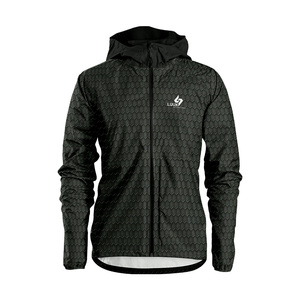 Veste coupe-vent imperméable à capuche personnalisée, logo imprimé sur le devant, fermeture éclair, 100% nylon, vêtement d'extérieur écologique - Product Image 2