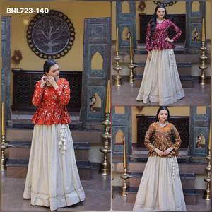 Magnifique collection de lehenga et de blouses peplum entièrement brodées et ornées de sequins, fournisseur de Surat. - Product Image 2