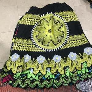 Women's Bohemian A-Line Embroidered <b>Skirt</b> With Floral Pattern <b>Elastic</b> Waist Soft Cotton Mini <b>Skirt</b> All Seasons Wear - Product Image 3