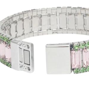 Bracelet tennis rose baguette scintillant pour femme, bracelet chaîne en cristal, bijoux de mode, accessoire de poignet élégant, cadeau de fête, luxe - Product Image 3