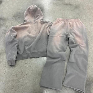 ชุดกีฬาผู้ชายผ้าฟลีซคอตตอนคุณภาพสูง 100% ยอดนิยม พิมพ์ลายตัวอักษร DTG กางเกงขายาวทรงตรง - Product Image 3