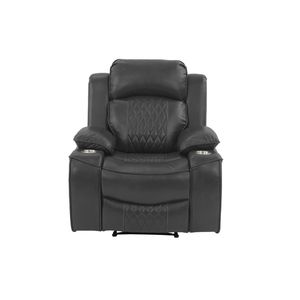 Poltrona Reclinabile Contemporanea in Similpelle Gel Effetto Carbone con Portabicchieri e Braccioli Contenitore, Azionamento Elettrico, 1 Pezzo, per Arredamento Soggiorno - Product Image 4