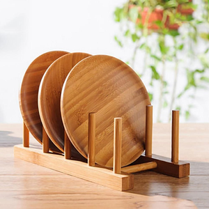 Ensemble d'assiettes en bois écologiques faites à la main, style classique, plat de service rond, qualité supérieure - Compatible lave-vaisselle et micro-ondes - Product Image 6