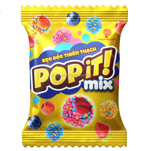 Bonbons gélifiés en gros, saveur fruitée, forme cube, sucré-acide, Popit Asteroid marron, 25g, emballage en sachet, meilleur prix Vietnam, OEM - Product Image 6