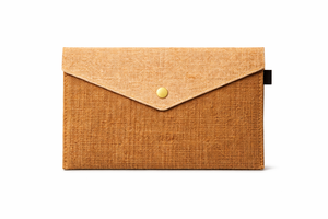 Eco Friendly Lady Bohemian Minimalist Jute File Folder Clutch Envelope with Button Closure Corporate <b>Document</b> Organizer <b>Bag</b> - Product Image 4