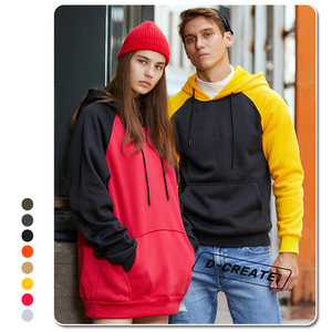 Sweat-shirt à capuche raglan jaune et noir pour homme, 100 % coton molletonné, coupe oversize, décontracté, pour l'automne, avec poche et logo imprimé, 280g - Product Image 3