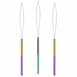 Professional Wholesale Stainless Steel Durable Reusable Hair Extensions Micro Rings Beads <b>Threader</b> Loop Wire Pulling Hook <b>Needle</b> - Product Image 1