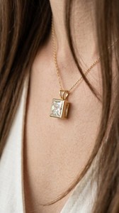 Collar con colgante de diamante de corte princesa de 3.00 quilates, cultivado en laboratorio, en oro de 14 quilates, ideal para uso diario, para novias, ¡muy vendido! - Product Image 4