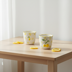 Taza de Té de Porcelana Fina de Primera Calidad 3460983CUPB-0.2, Nueva, con Estampado de Limón Amarillo y Espiral - Product Image 4