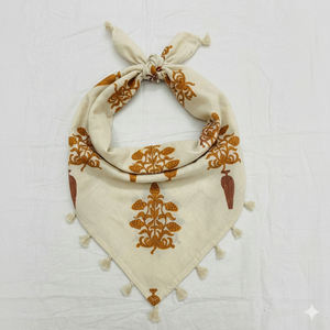 Paño de Algodón con Diseño Floral Étnico del Patrimonio de Rajastán, Textil de Moda Femenina, 21x21 Pulgadas, FABRIA, Transpirable y Suave al Tacto - Product Image 1