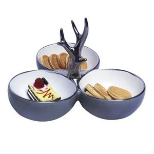 Aluminum Metal <b>Blue</b> Finished Round Shape Nut Serving <b>Bowl</b> Antler Look Fancy Style Luxury Home Decorative <b>Bowl</b> - Product Image 1