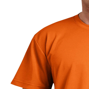 Men's Orange Short Sleeve <b>T</b>-<b>Shirt</b> Front Chest <b>Pocket</b> Oversized Fit 100% Cotton Casual Knit O-Neck Solid Color Breathable - Product Image 4