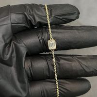 Bracelet unisexe en or massif 18 carats avec diamant cultivé en laboratoire, taille émeraude, 0,33 carat, clarté VVS2, certifié IGI, tendance et simplicité