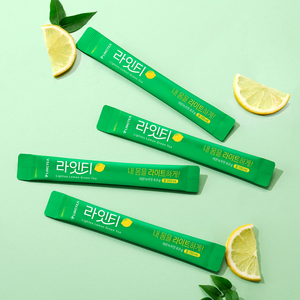 Lingtea <b>Light</b> Lemon Green Tea Flavored Sweet Beverage 8g(10kcal) X 14 <b>Sticks</b> Box for Children & Adults - Product Image 4
