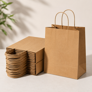 Bolsa de Compras Ecológica EcoRev Eco34 de Papel Kraft con Asas Retorcidas Rectangulares, Reciclable, Estilo Clásico para Negocios - Product Image 1