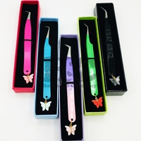 Pince à épiler professionnelle pour cils, haute qualité, durable, design papillon avec poignée ergonomique, pointe fine en acier inoxydable