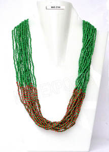 Collar de cuentas de semillas verde esmeralda hecho a mano en India para mujer, joyería de moda para fiestas, venta al por mayor, colección de diseñador. - Product Image 4