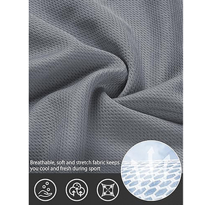 Shorts de sport pour homme gris à séchage rapide avec cordon de serrage, couleur unie, taille mi-haute, décontractés, en polyester tricoté - Product Image 5