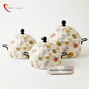 Casserole en acier inoxydable de luxe, chauffe-plat design, plat de service isolé, ustensiles de cuisine floraux, ensemble de 3 pièces - Product Image 3