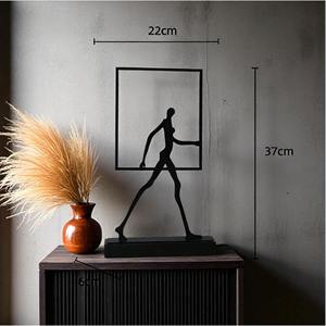 Figura Decorativa de Hombre Caminando con Marco Negro para Decoración de Oficina, Eventos, Escritorio, Mesa, Adorno y Escultura Moderna Minimalista - Product Image 3