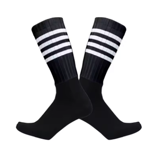 Black Crew <b>Socks</b> with <b>White</b> Stripes Breathable Anti-Slip All Seasons Outdoor Sports - Product Image 1