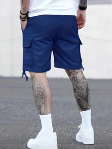 Pantalones Cortos Cargo Clásicos para Hombre, 98% Algodón, 2% Elastano, Venta al Por Mayor, Estilo Hip Hop, con Cordón Ajustable - Product Image 5