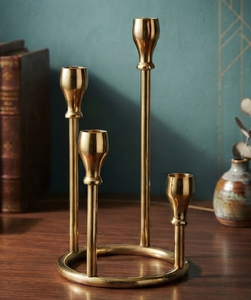 Porte-bougie de haute qualité couleur or, 4 piliers, en métal, pour centre de table, décorations de cheminée - Product Image 6