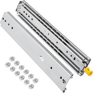 Guide per cassetti a estrazione totale per impieghi gravosi da 22 pollici, con blocco, capacità di carico 500 libbre, a 3 sezioni, per sala da pranzo, 1 paio, montaggio laterale B - Product Image 1