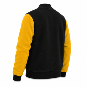 Custom Logo <b>Mens</b> Varsity <b>Jacket</b> Button Up Fleece <b>Baseball</b> Bomber Coat Contrast Sleeves Ribbed Hem Custom Blank Varsity <b>Jacket</b> - Product Image 4