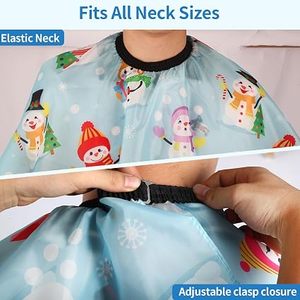 Capa de Peluquería Infantil con Estampado de Muñeco de Nieve, Material de Poliéster Resistente al Agua, Cintura Ajustable, Delantal Cómodo para Cortar el Cabello para Niños - Product Image 3
