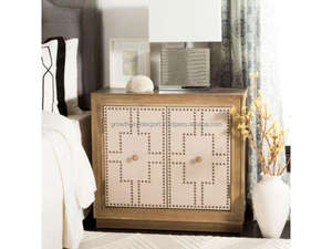 Meuble de rangement moderne en bois massif à 2 portes, buffet décoratif en bois fait main pour appartement, entrepôt, salon, maison - Product Image 2