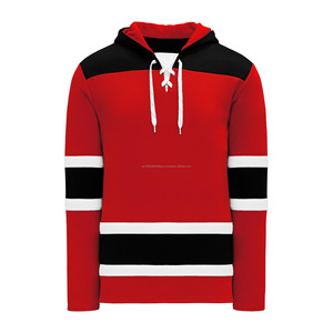 Custom Made High Quality Breathable 100% Cotton Tackle Twill Embroidery Winter Fleece Ice Hockey Jersey Hoodie Laces Premium - Product Image 5